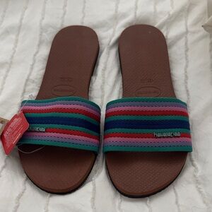 Havaianas Brown Sandals with Striped Straps